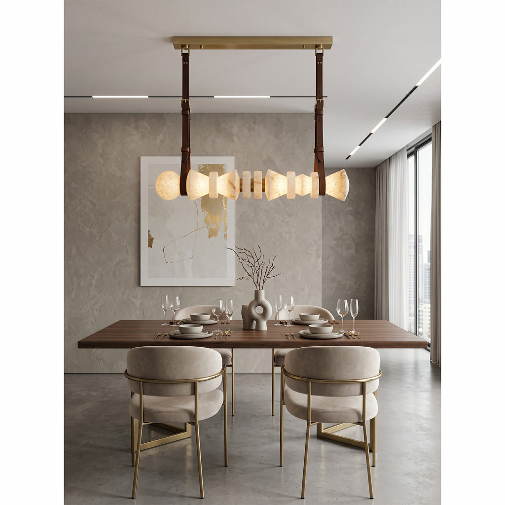 Radilum Tervaine Alabaster Chandelier Brass Frame