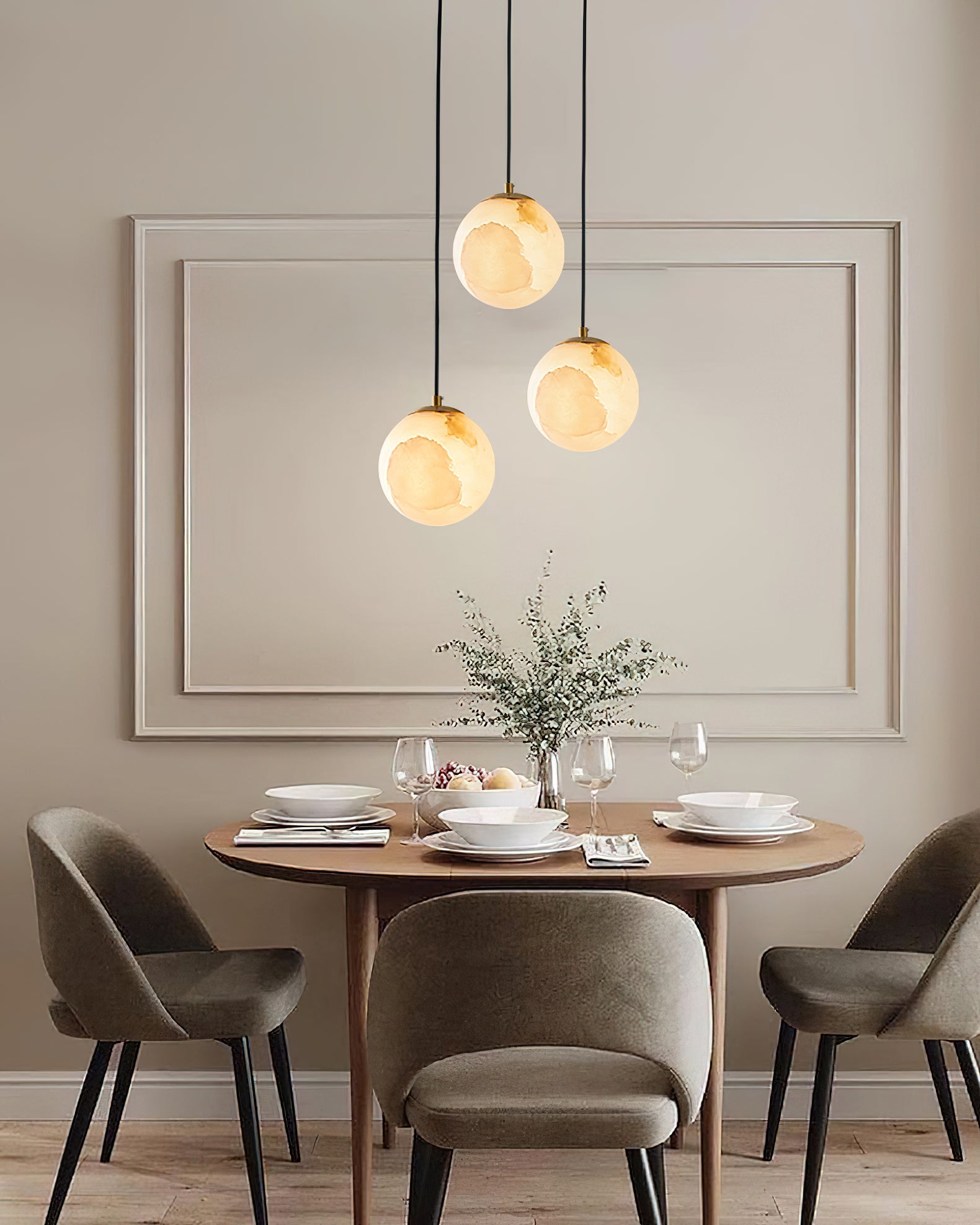 Radilum Savina Alabaster Pendant Light Hand-Cut Stone Sphere
