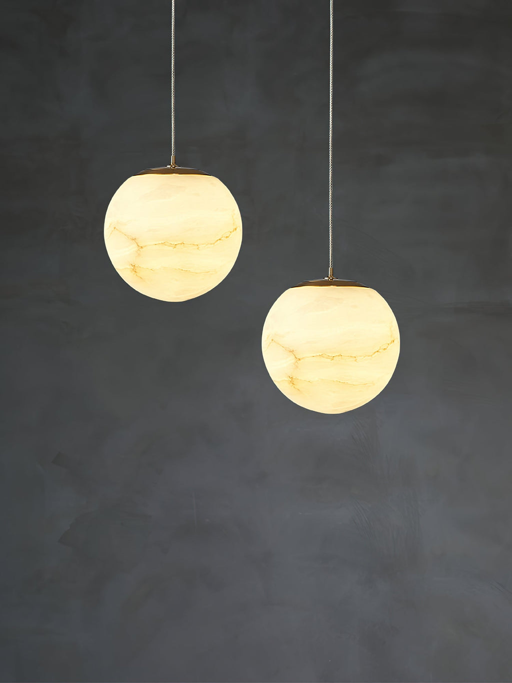 Radilum Savina Alabaster Pendant Light Hand-Cut Stone Sphere