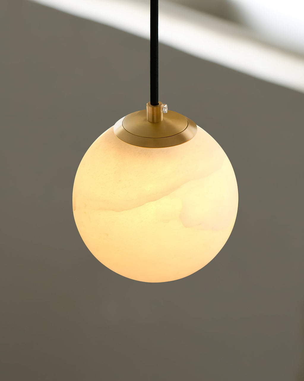 Radilum Savina Alabaster Pendant Light Hand-Cut Stone Sphere