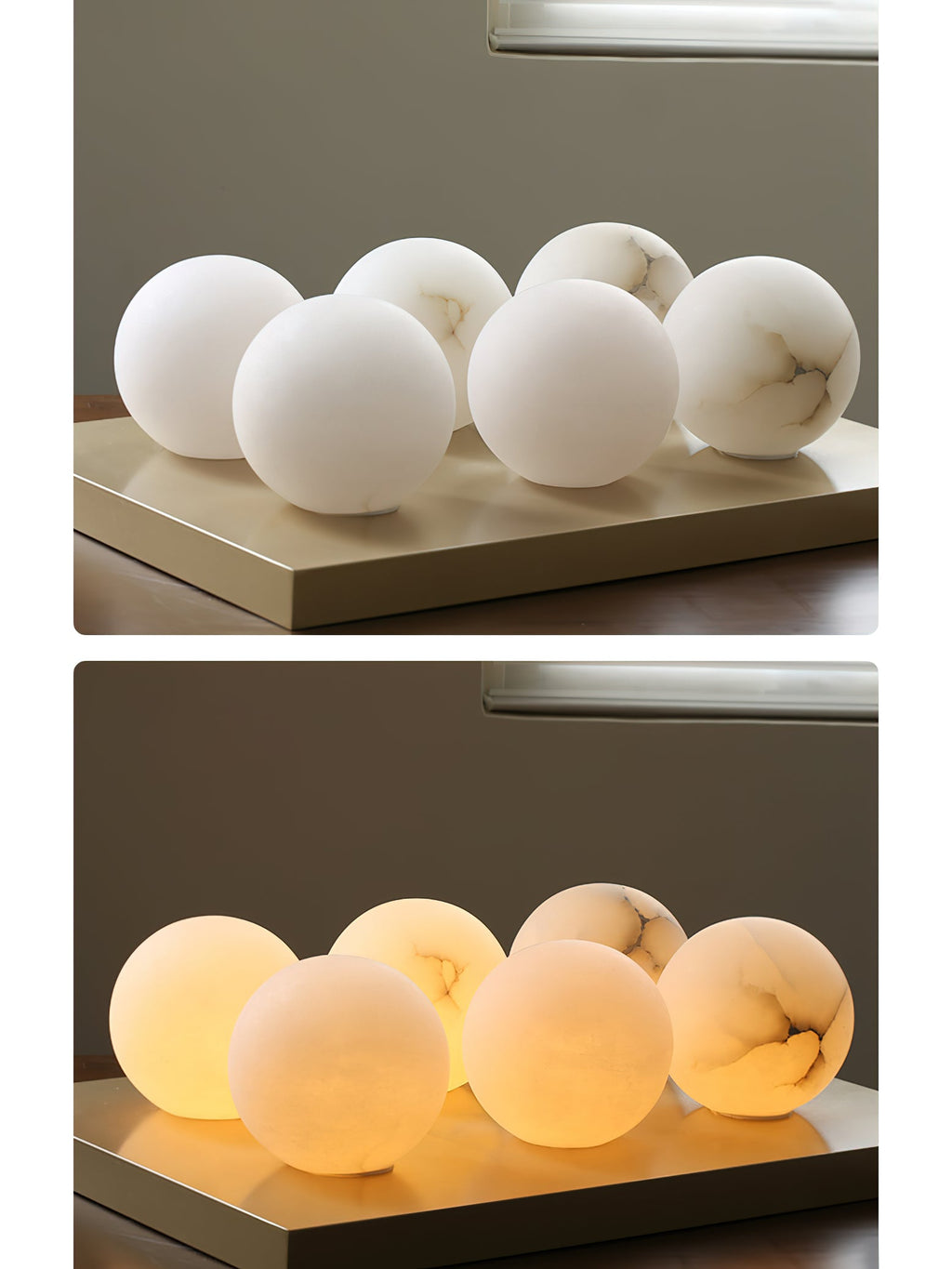 Radilum Savina Alabaster Pendant Light Hand-Cut Stone Sphere