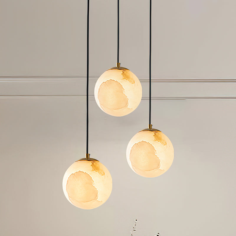 Radilum Savina Alabaster Pendant Light Hand-Cut Stone Sphere