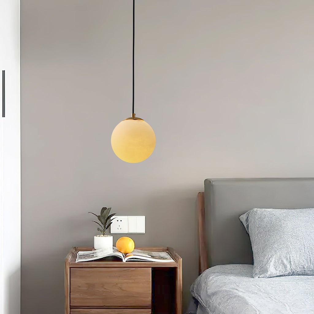 Radilum Savina Alabaster Pendant Light Hand-Cut Stone Sphere