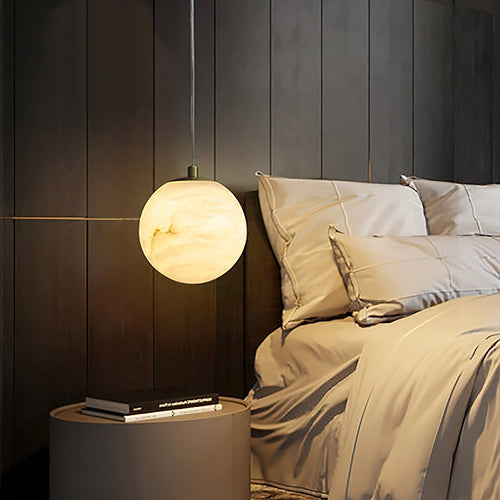 Radilum Savina Alabaster Pendant Light Hand-Cut Stone Sphere