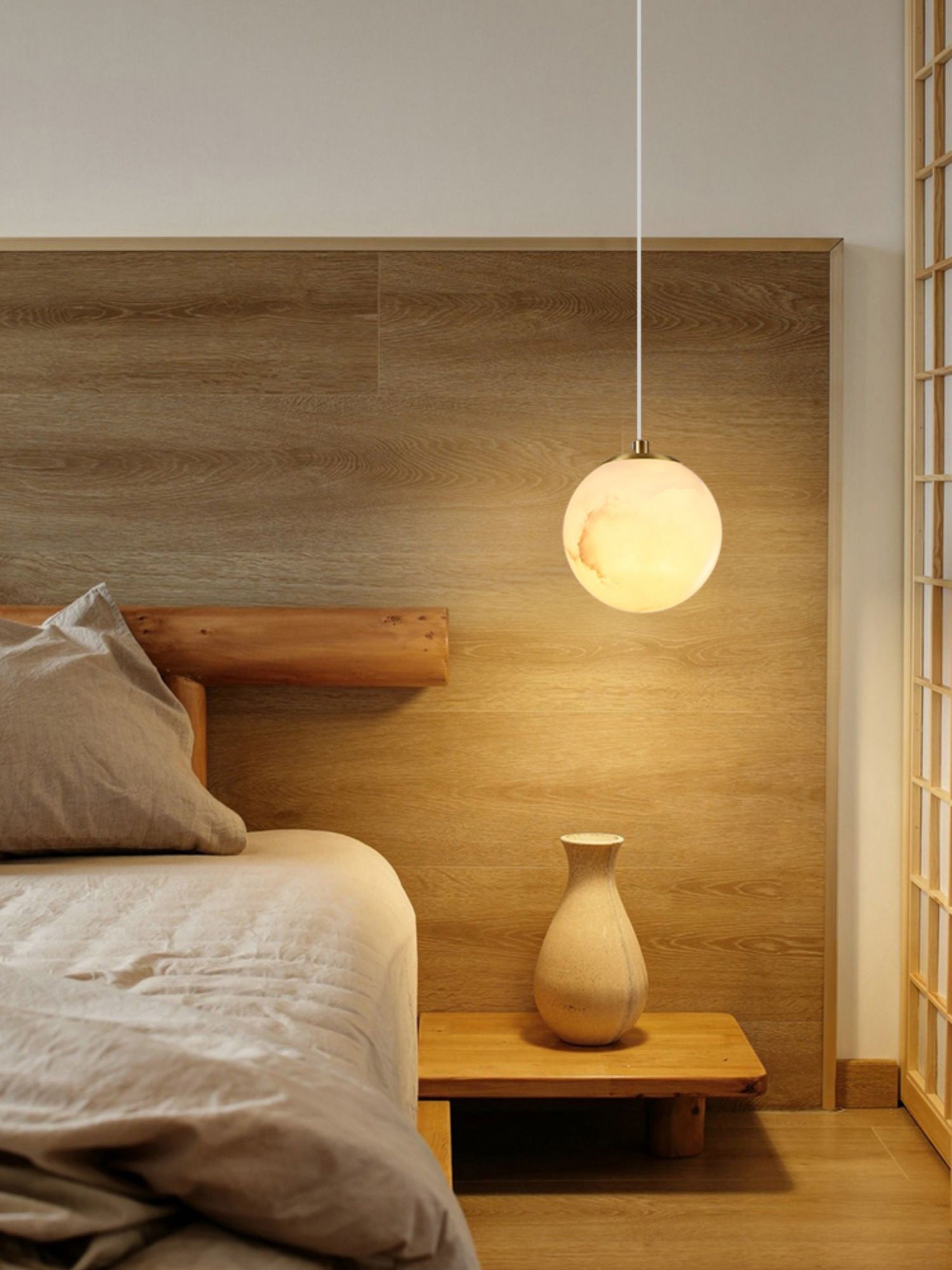Radilum Savina Alabaster Pendant Light Hand-Cut Stone Sphere