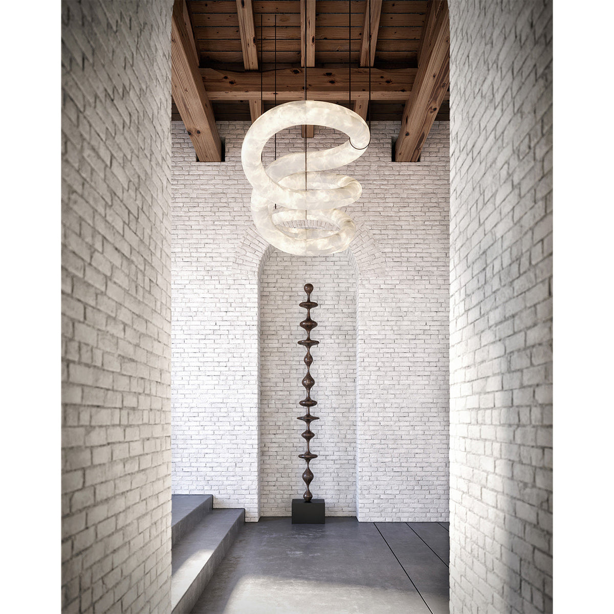 Radilum Twisted Ring Alabaster Chandelier