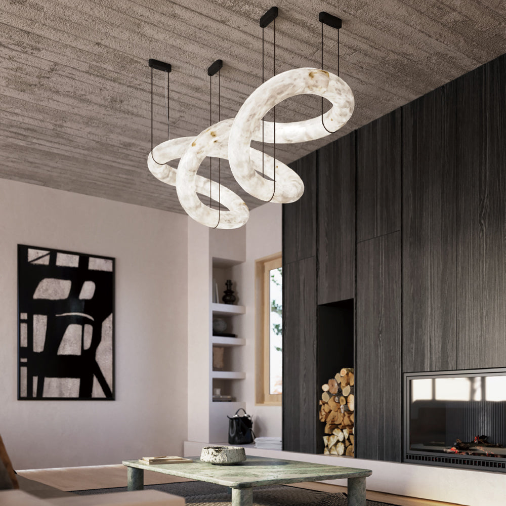 Radilum Twisted Ring Alabaster Chandelier