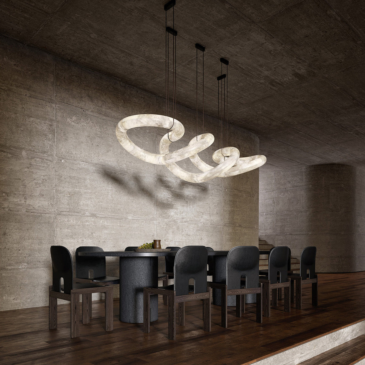 Radilum Twisted Ring Alabaster Chandelier