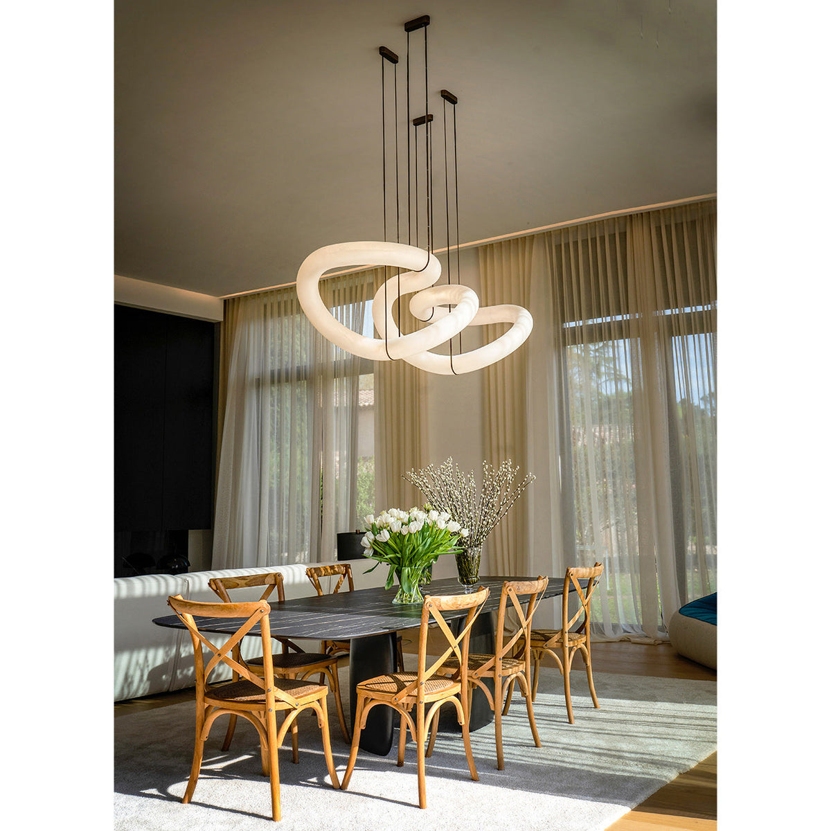 Radilum Twisted Ring Alabaster Chandelier