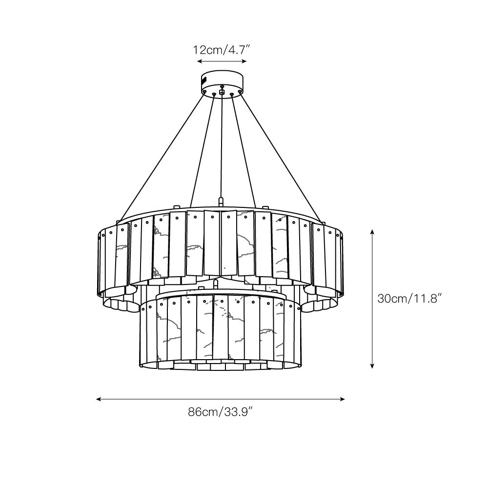 Radilum Willamette Alabaster Chandelier Brass