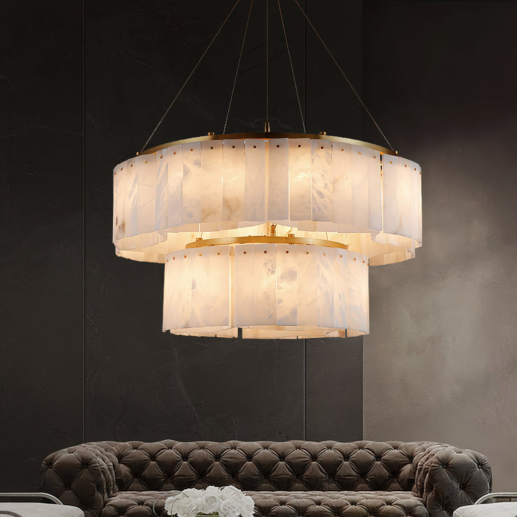 Radilum Willamette Alabaster Chandelier Brass