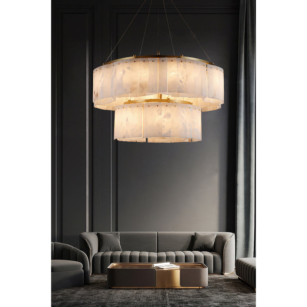 Radilum Willamette Alabaster Chandelier Brass