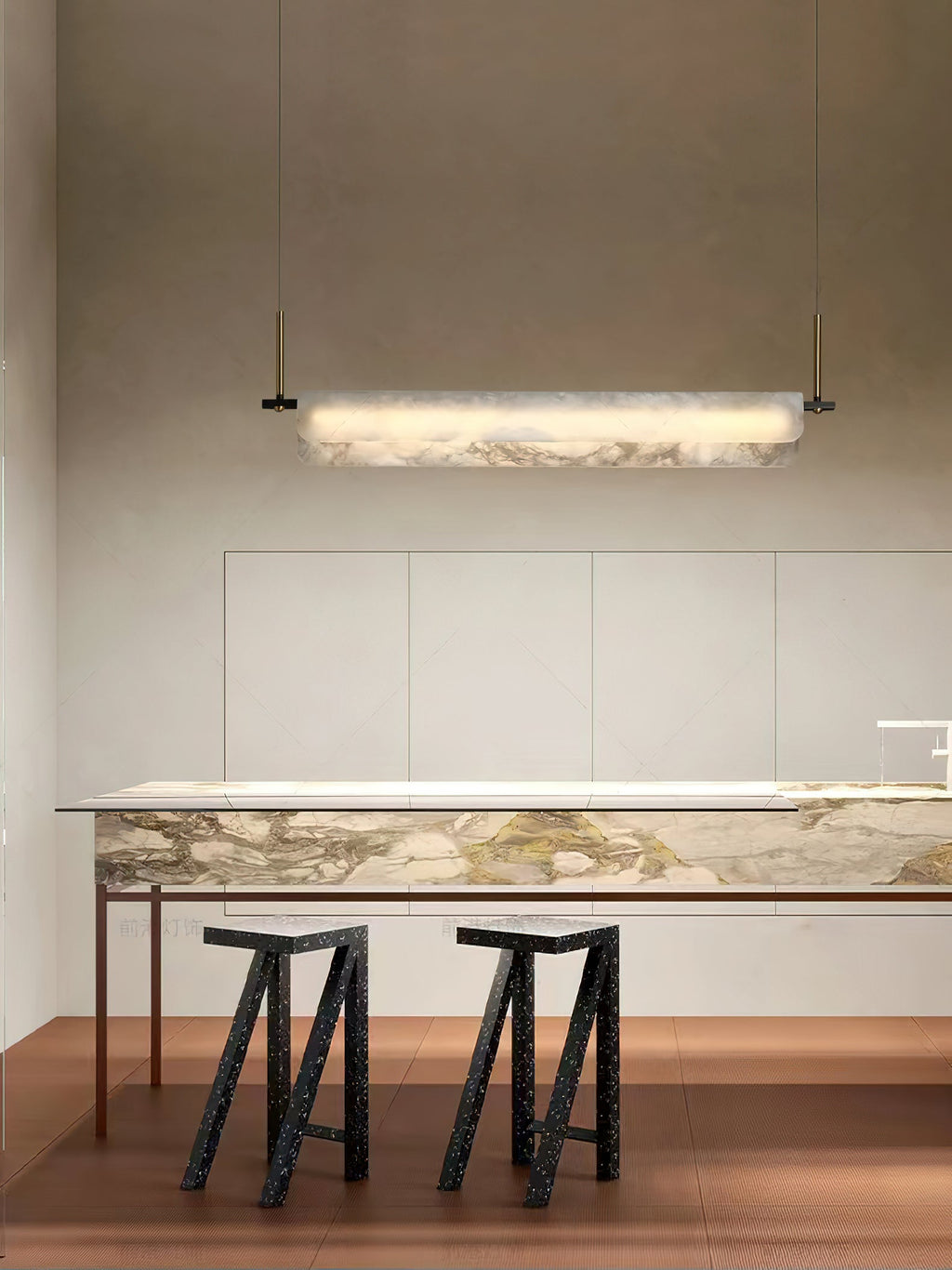Radilum Years Alabaster Pendant Light Brass Integrated LED