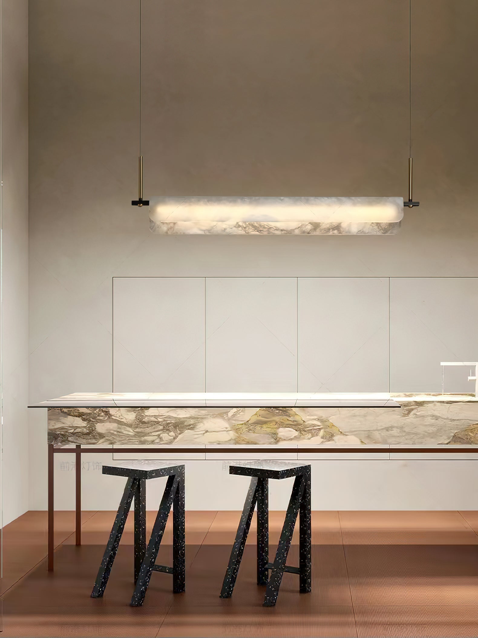 Radilum Years Alabaster Pendant Light Brass Integrated LED