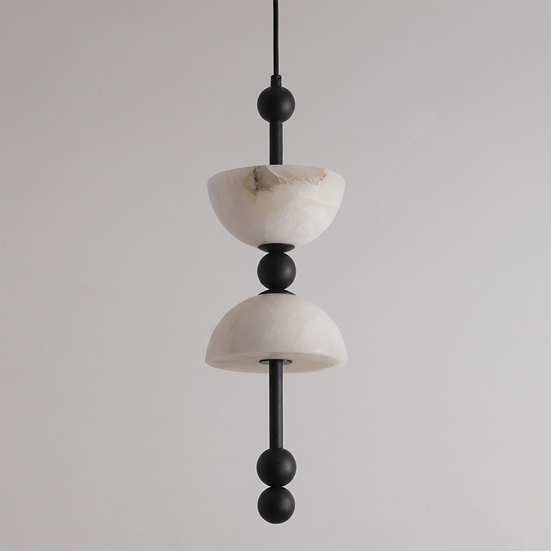 Radilum Lyra Alabaster Pendant Lamp Integrated LED Brass Shade